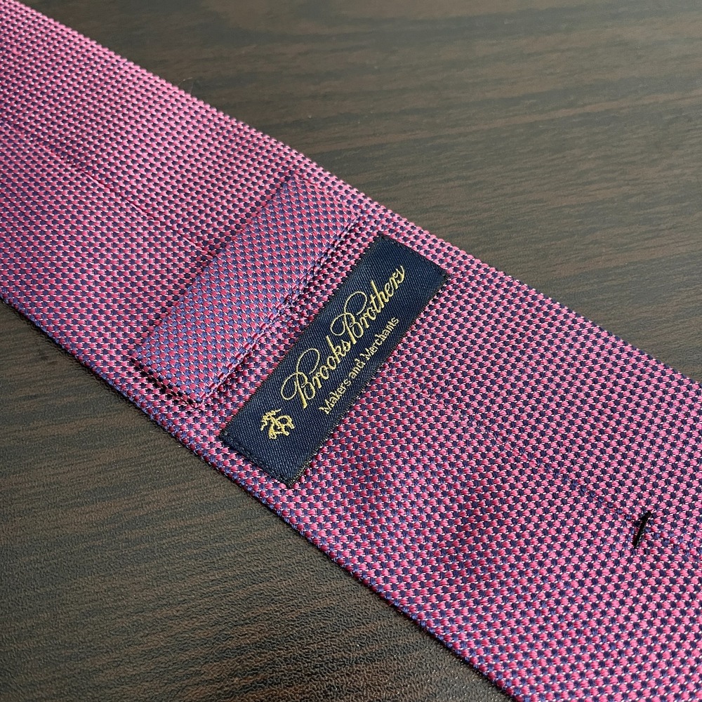 Brooks Brothers Mens Silk Tie Pink‎ Blue Geometric Squares Made in USA 3"